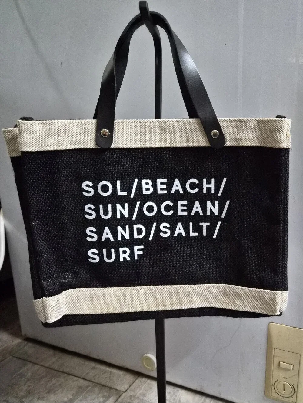 SANTA BARBARA DESIGN STUDIO Black Canvas Beach Tote with Natural Trim